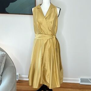 Anne Klein Gold Sleeveless Wrap Dress
